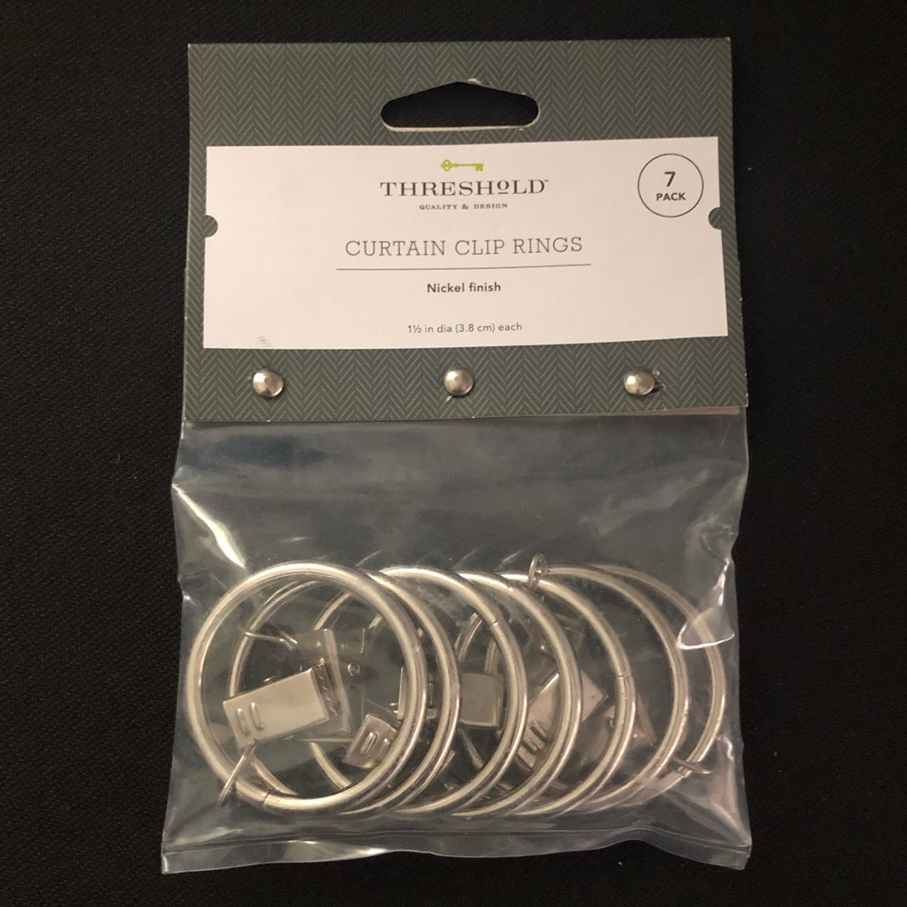 Threshold Nickel Finish Curtain Clip Rings - pack of 7